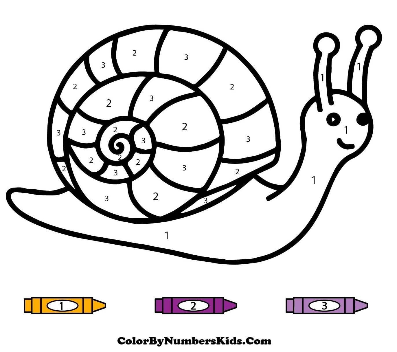 Snail Color By Number For Kid