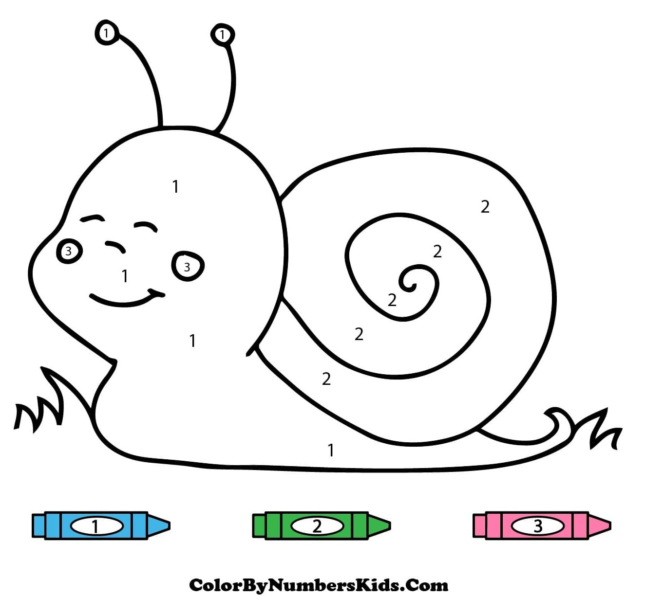 Snail Color By Number For Kids