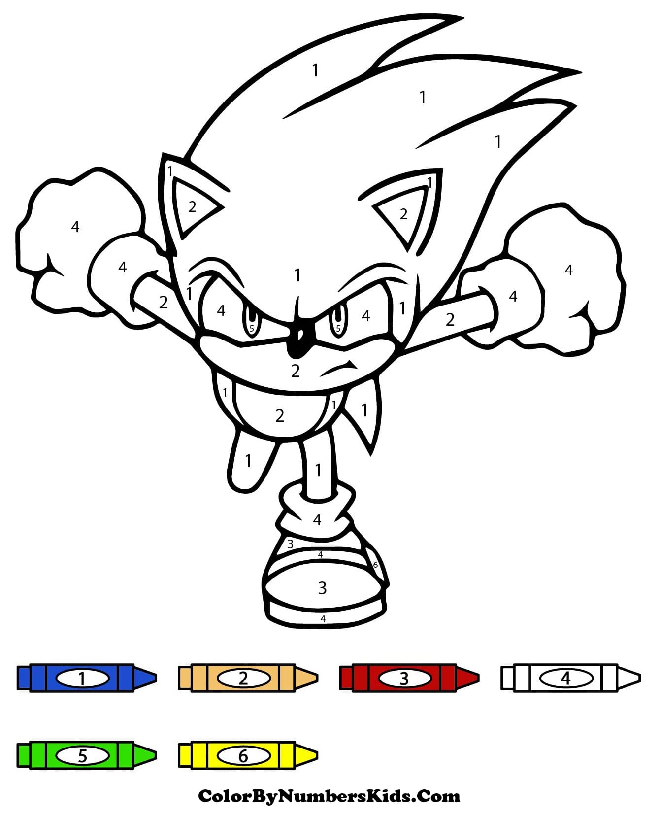 Sonic Angry Color By Number