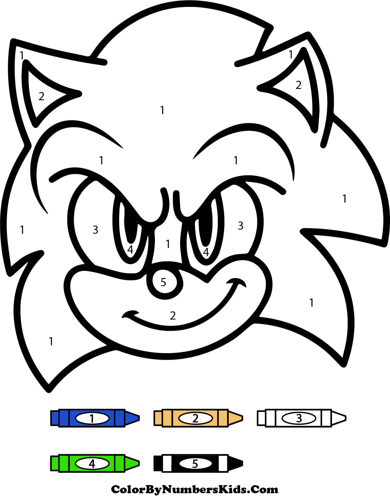 Sonic Face Color By Number