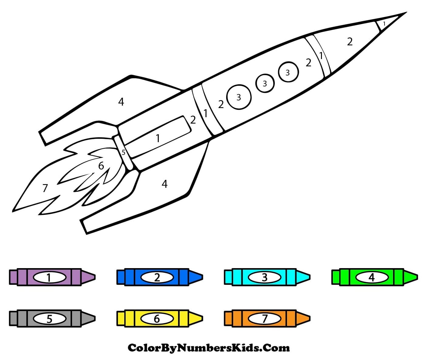 Space Rocket Color By Number