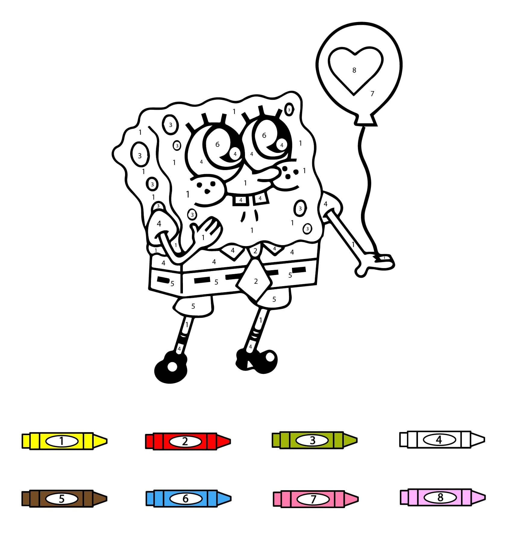 Spongebob Balloon Color by Number