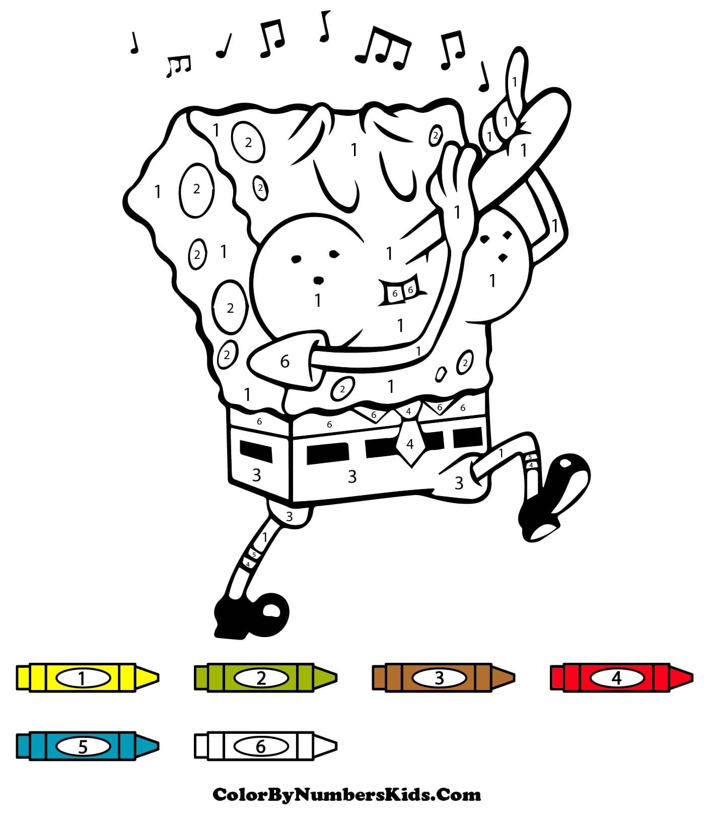 Spongebob Color by Number Sheet