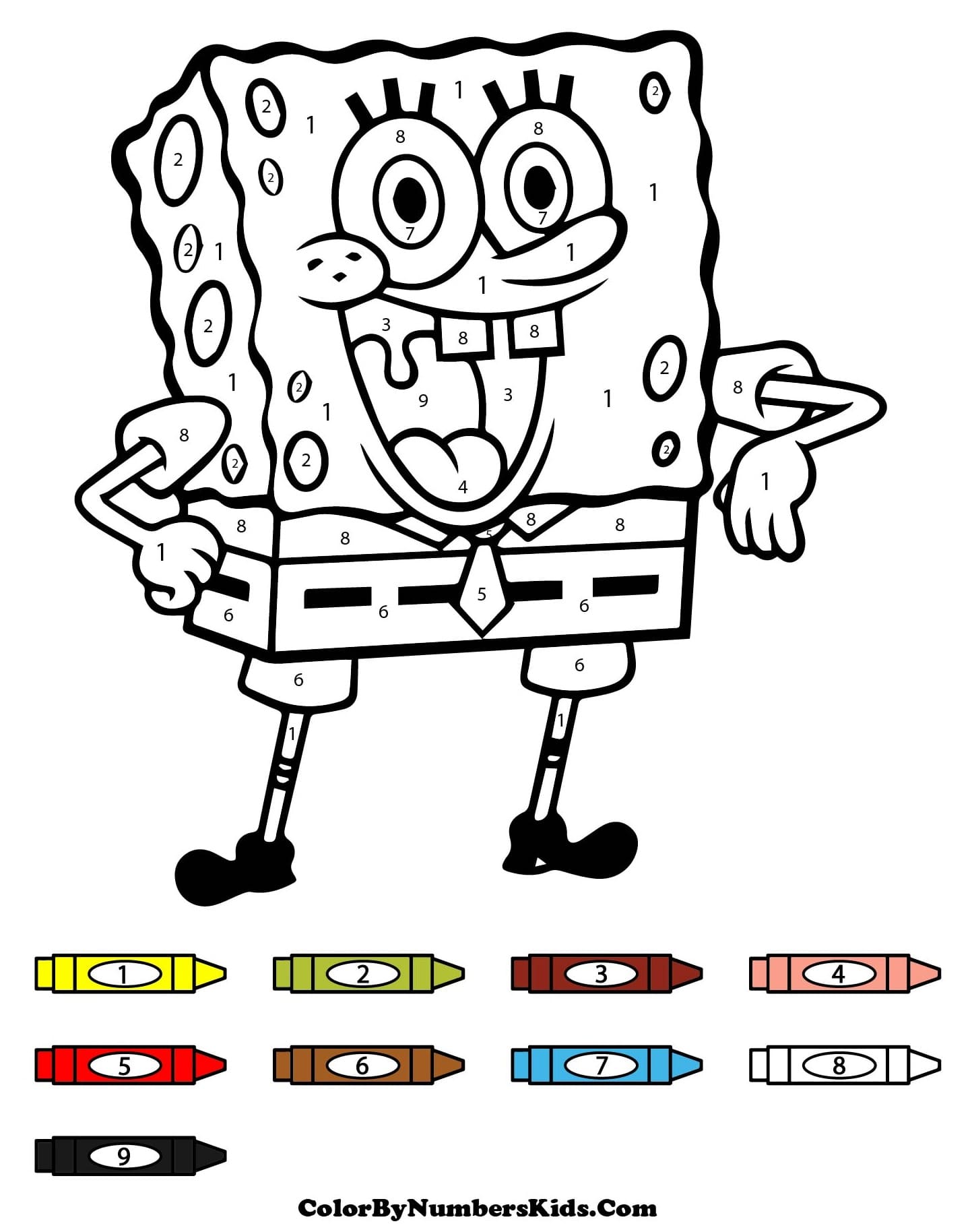 Spongebob Color by Number Sheets