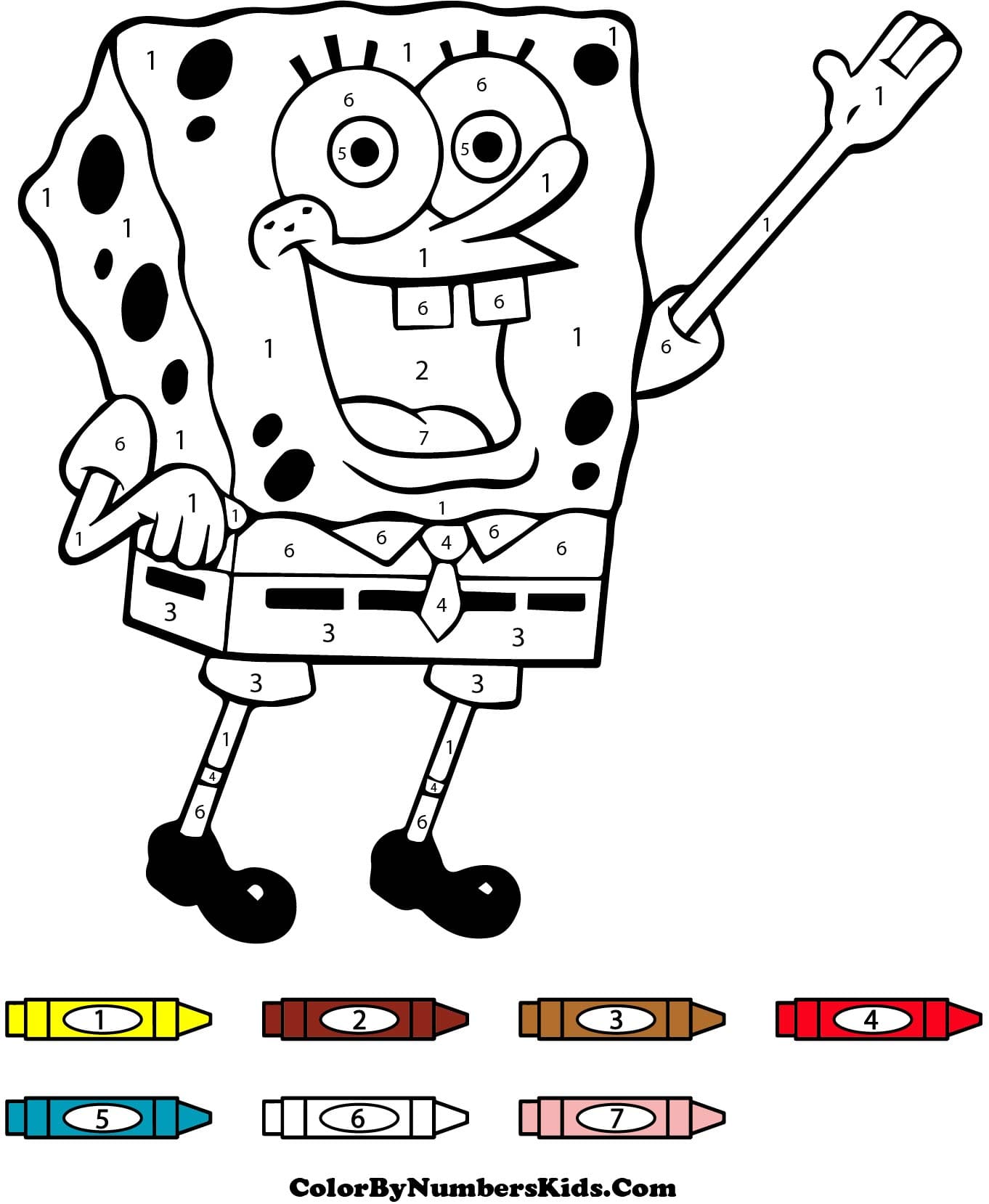 Spongebob Color by Number Worksheet