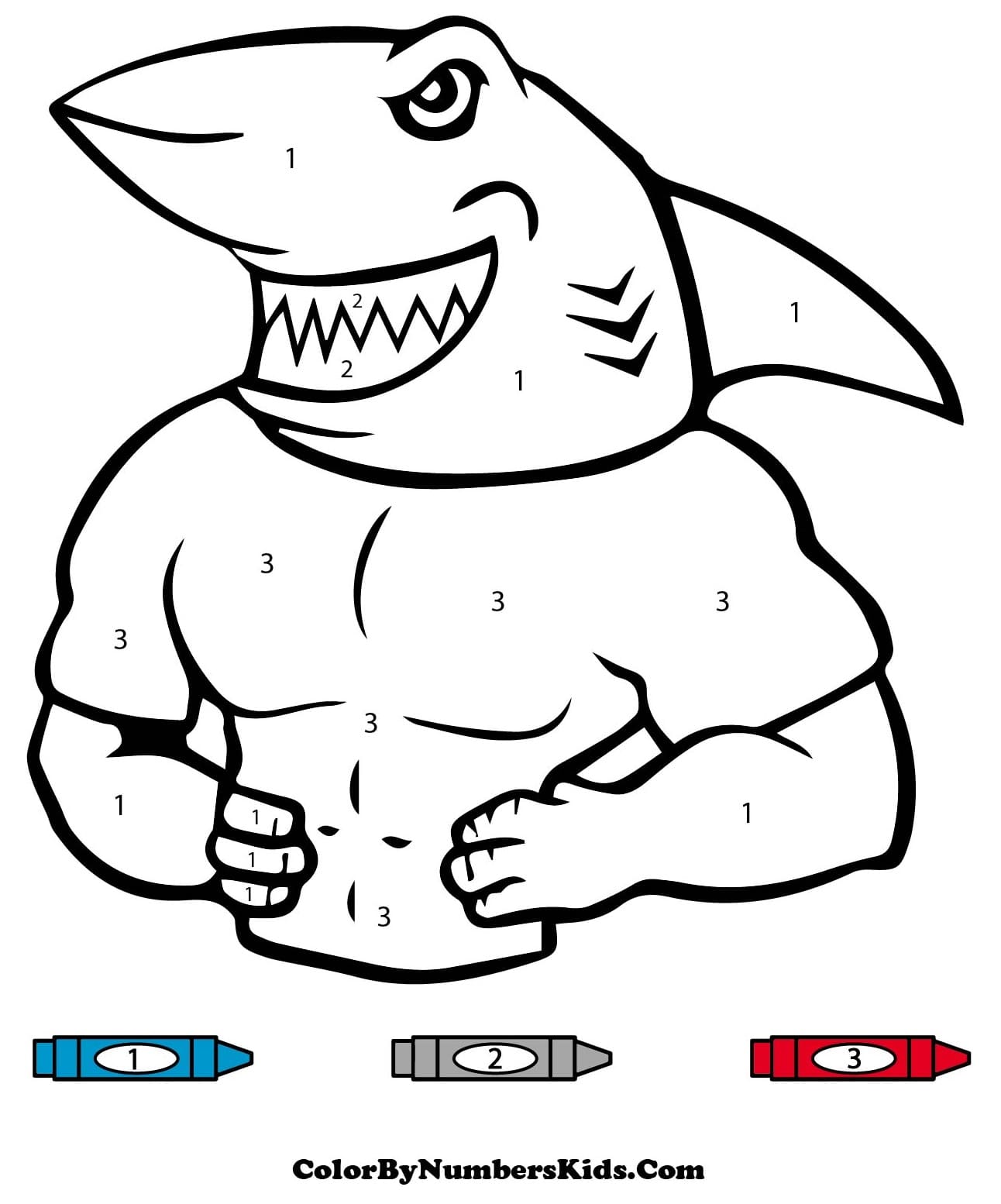 Strong Shark Color By Number