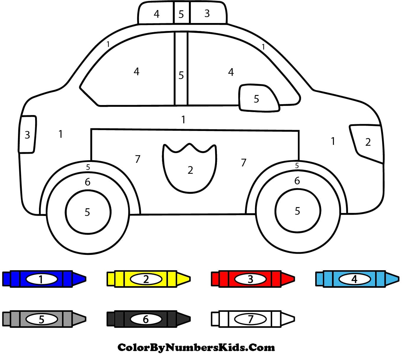 The Police Car Color By Number