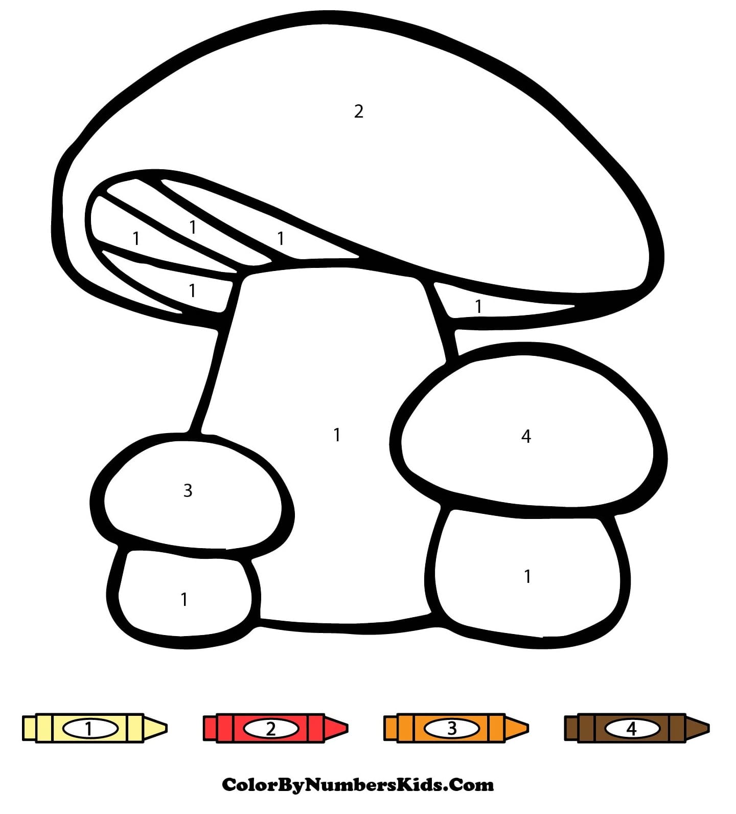 Three Mushrooms Color By Number