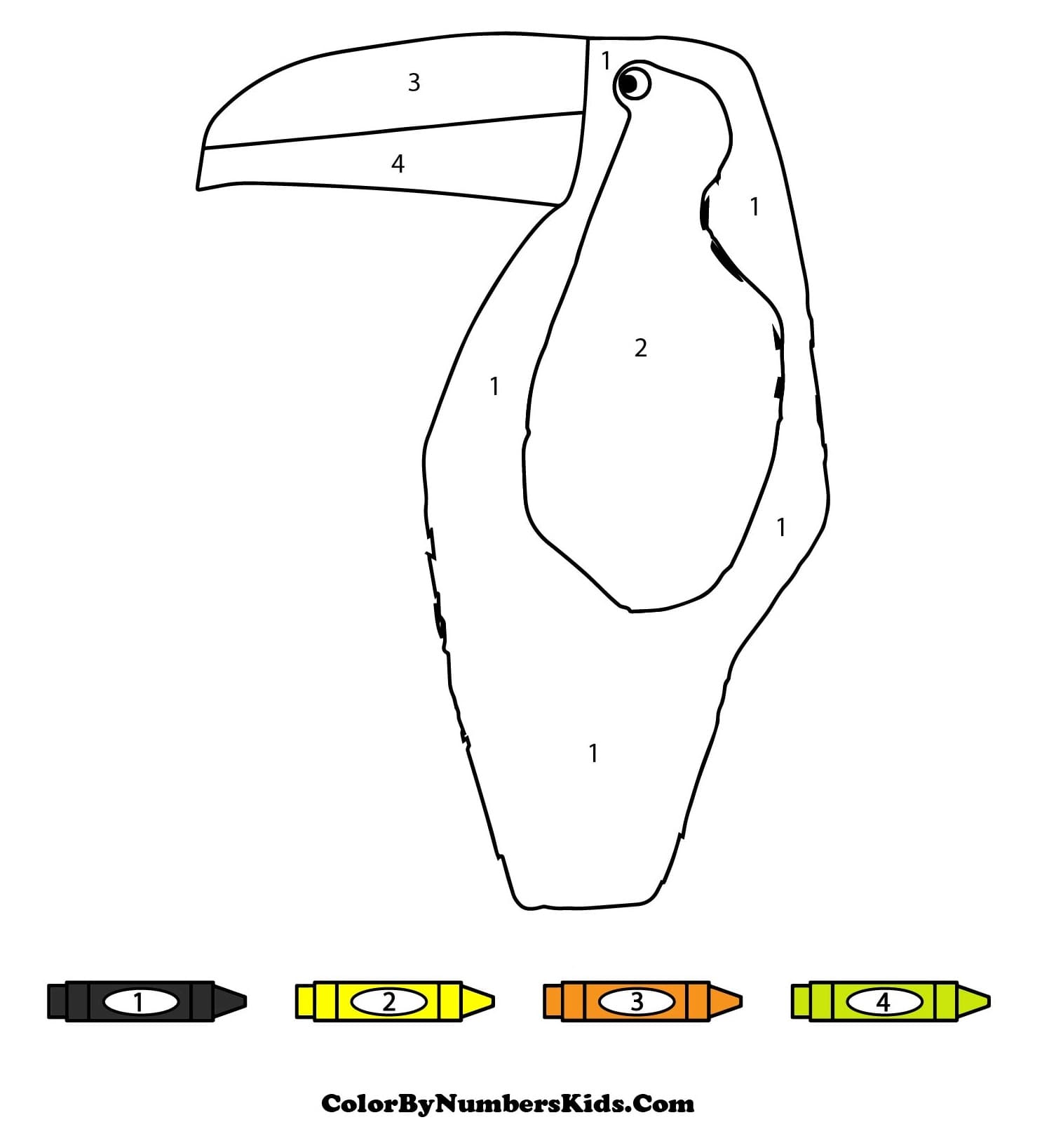 Toucan Color By Number For Kid