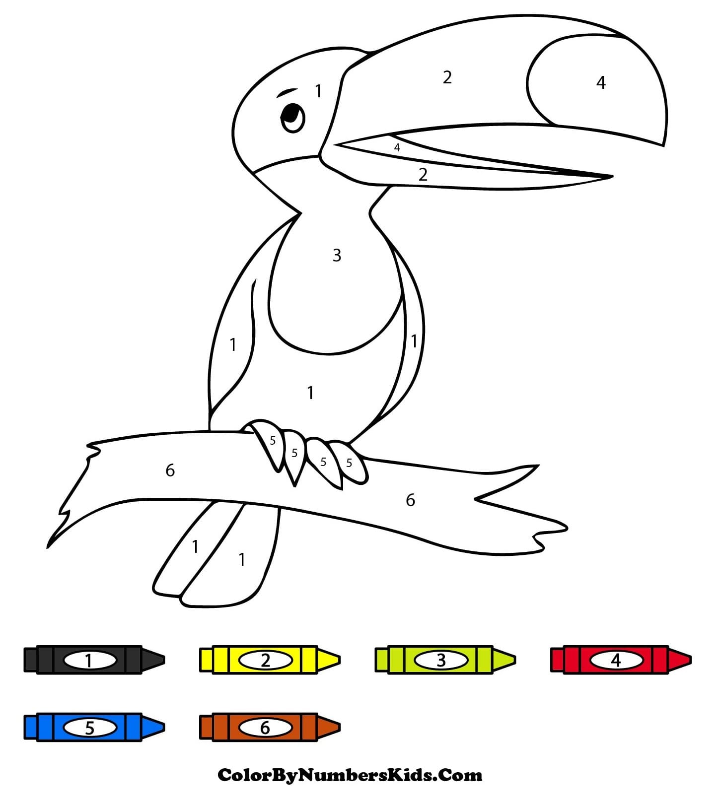 Toucan Color By Number Sheet