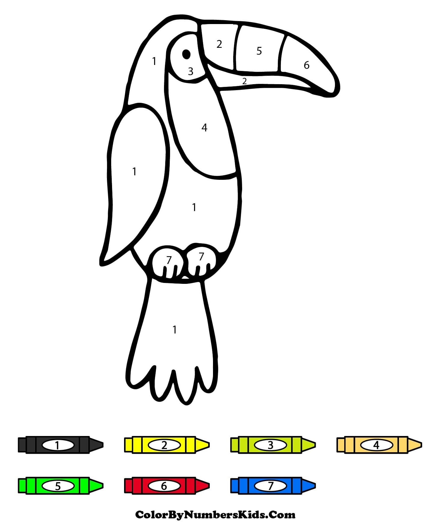 Toucan Color By Number Worksheet