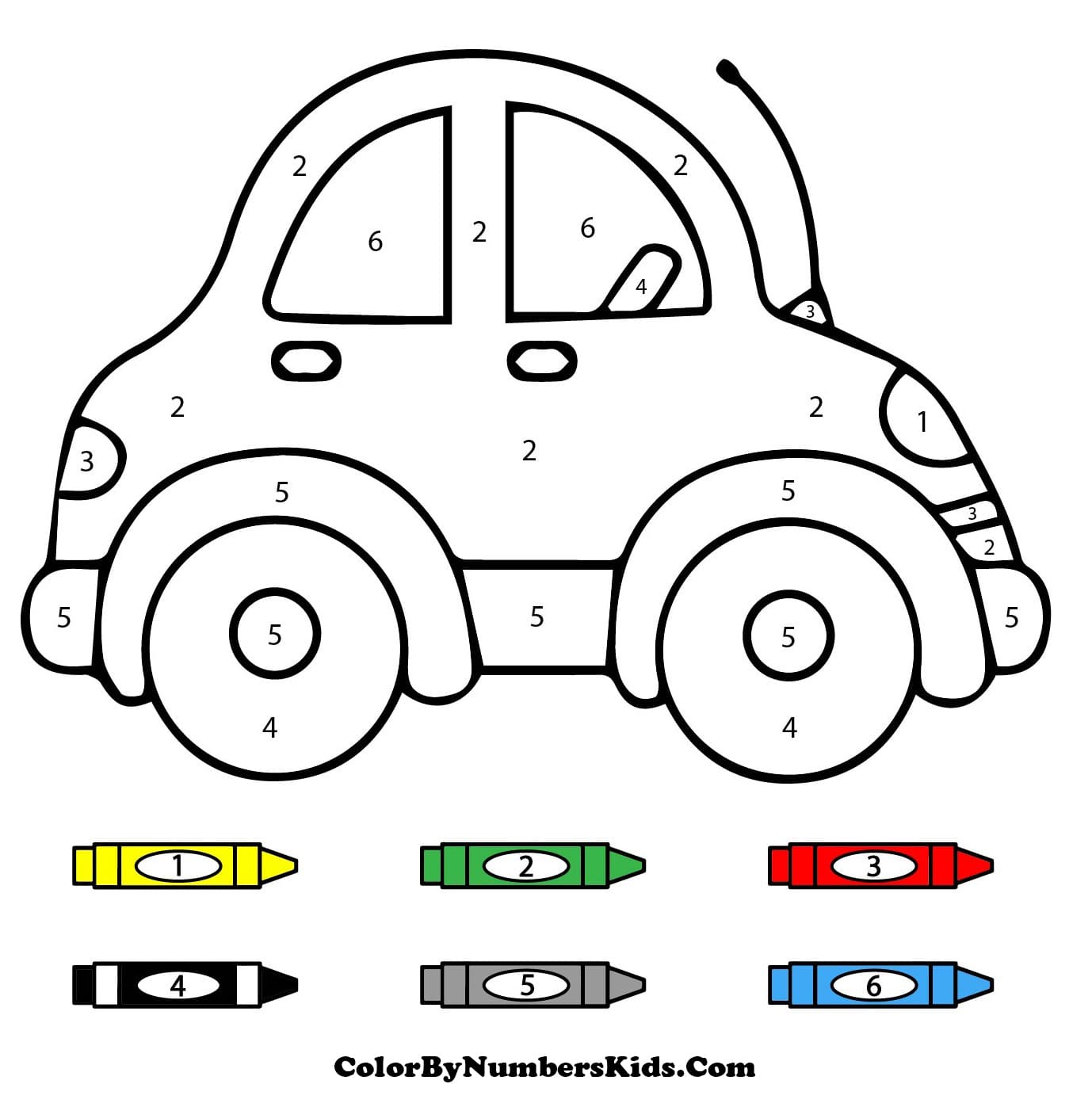 Toy Car Color By Number