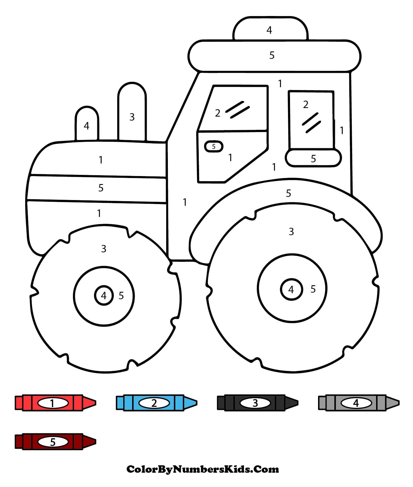 Toy Tractor Color By Number