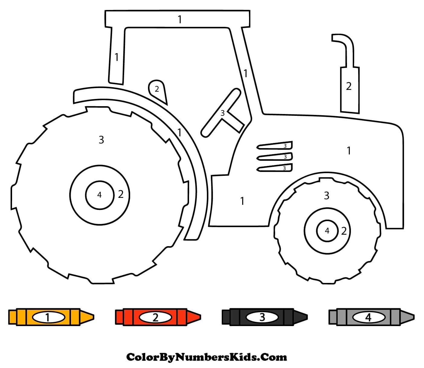 Tractor Color By Number Worksheet