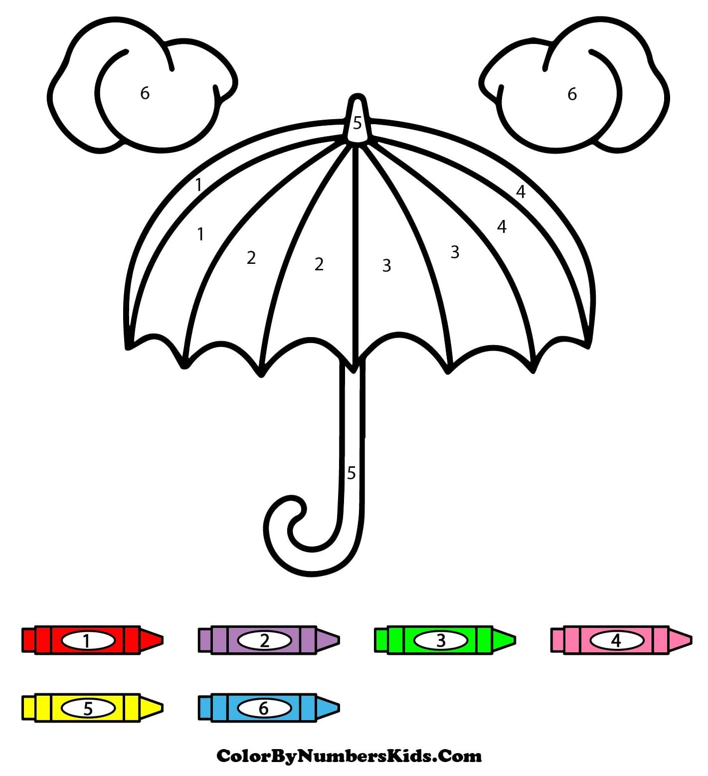 Umbrella Color By Number Printable