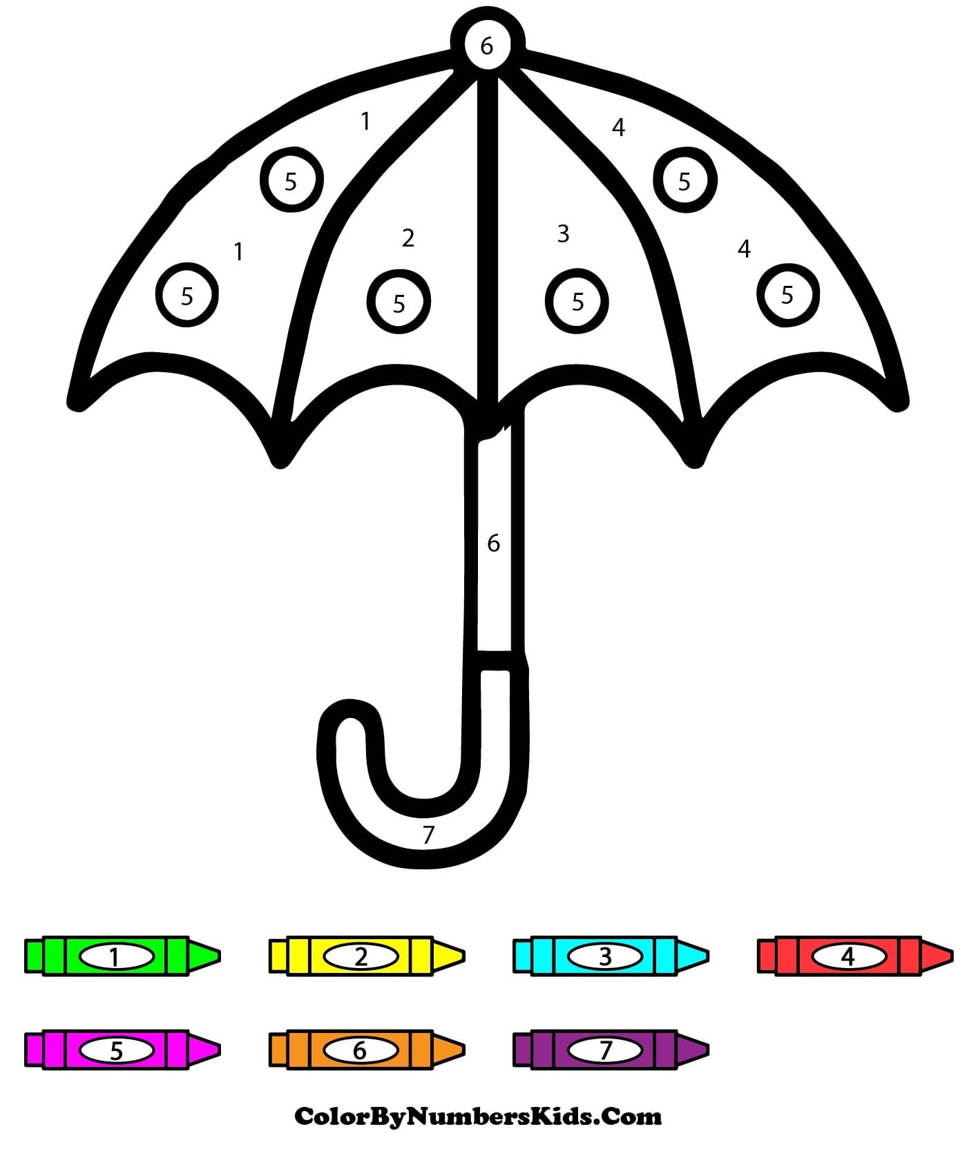 Umbrella Color By Number Worksheet