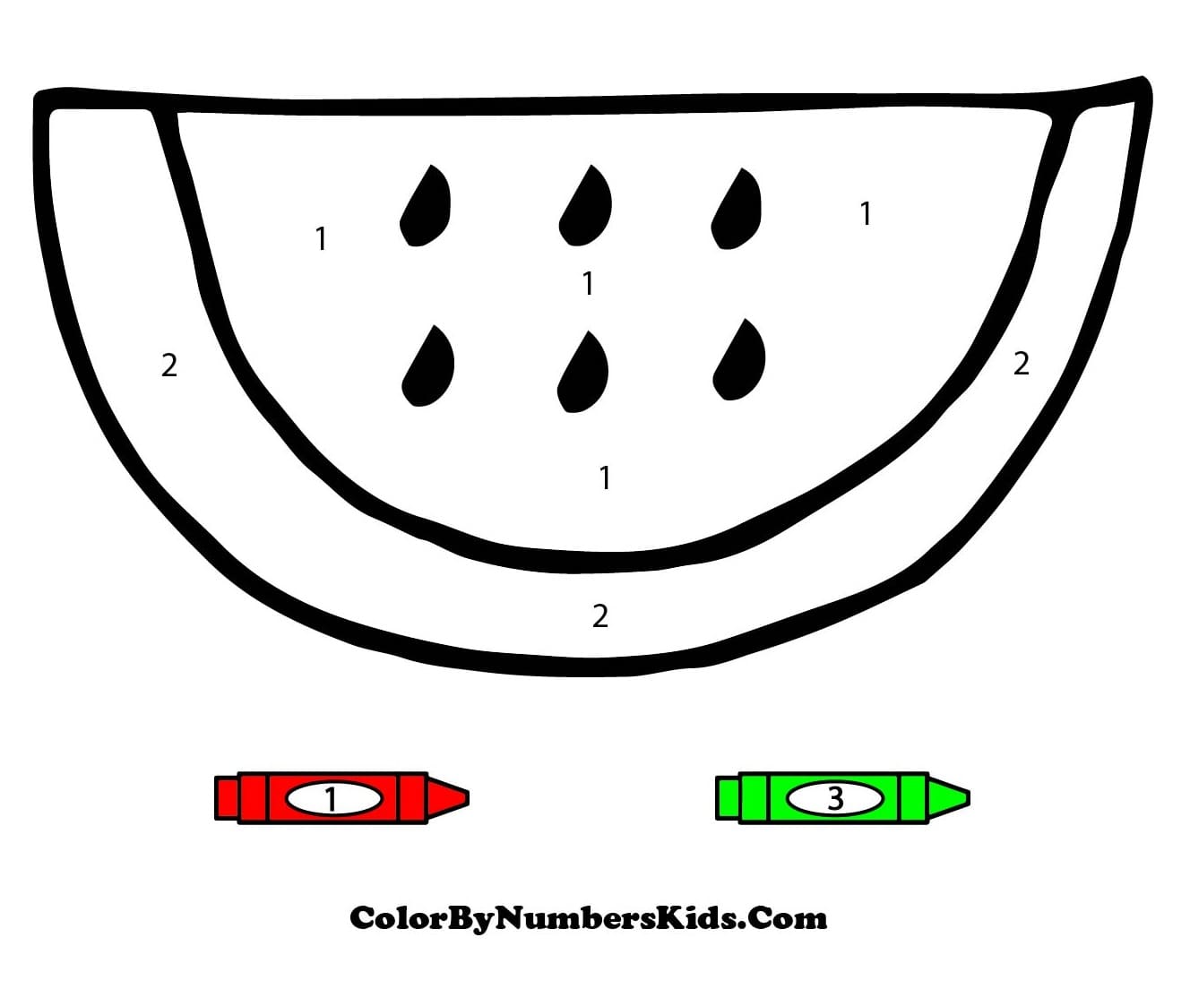 Watermelon Color By Number Sheet