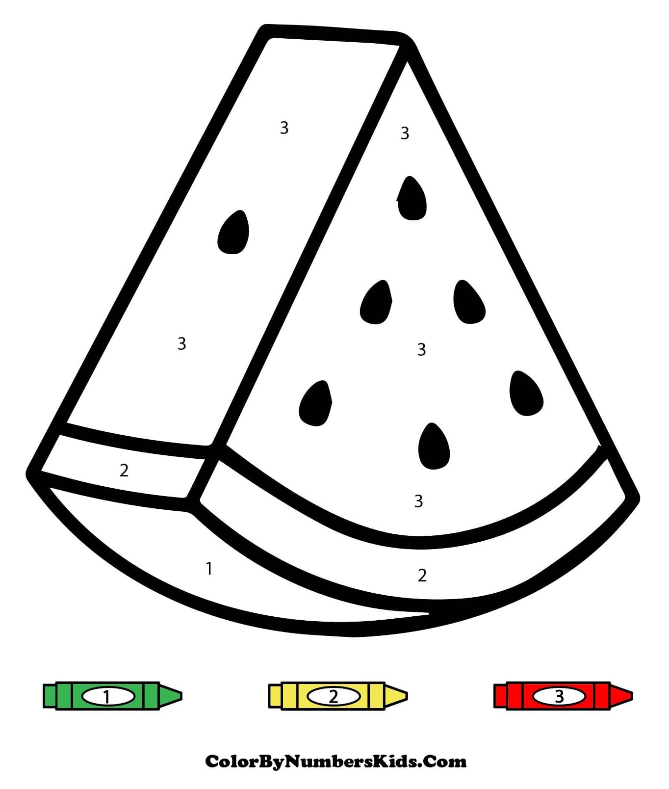 Watermelon Color By Number Worksheet