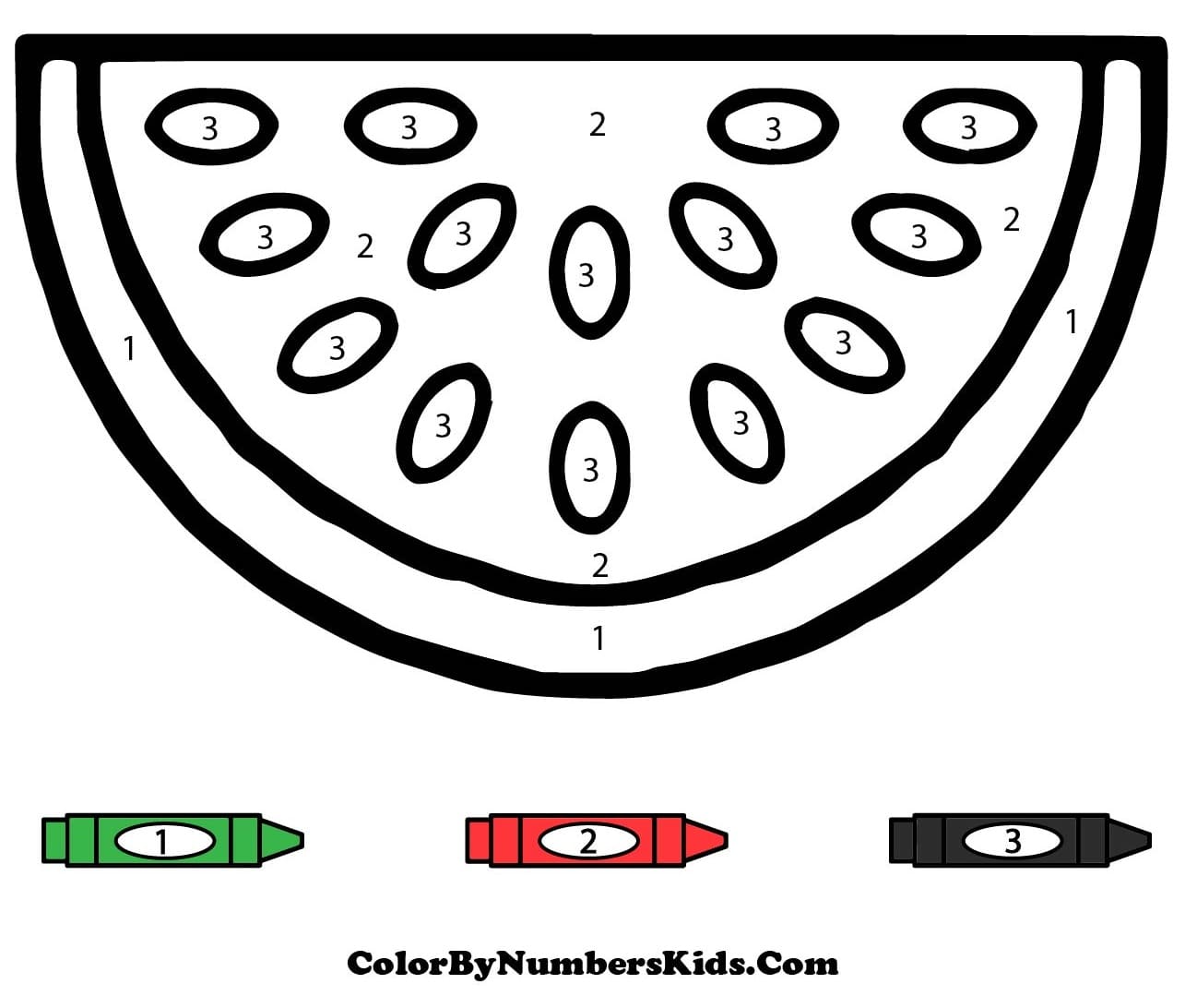 Watermelon Slice Color By Number