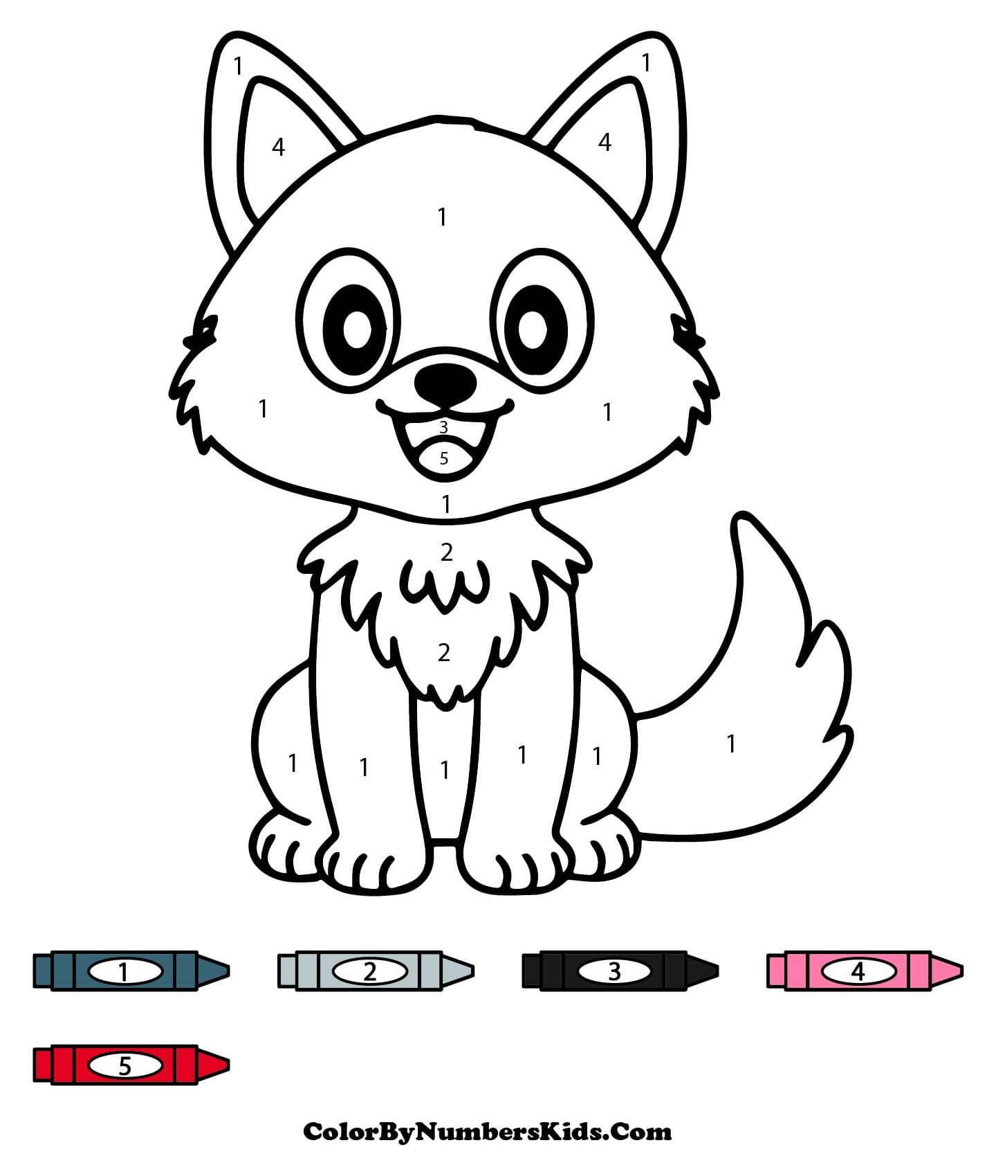 Wolf Color by Number For Kids