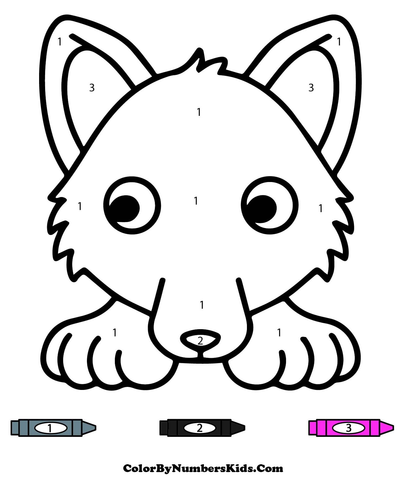 Wolf Color by Number Sheet