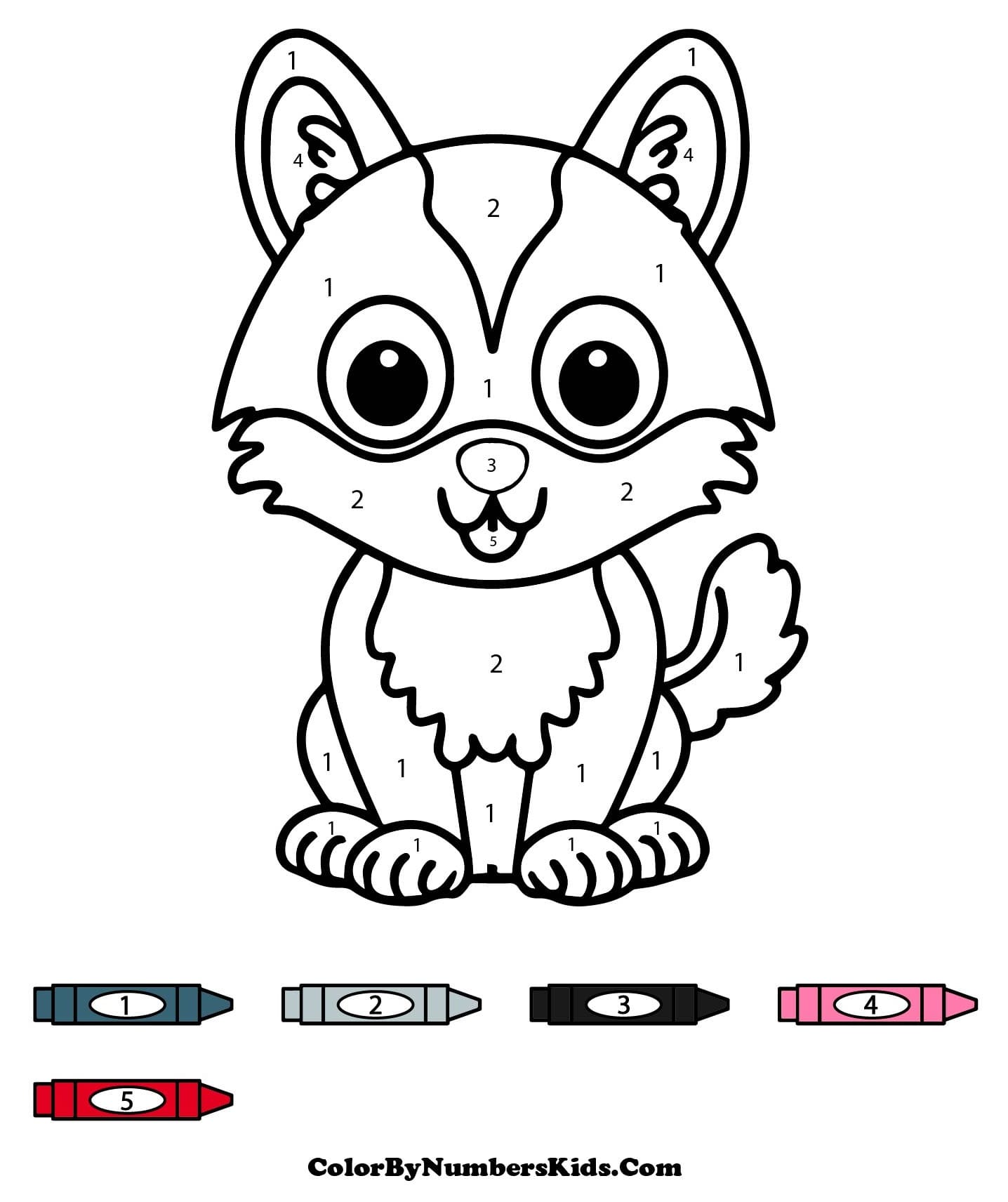 Wolf Color by Number Worksheet