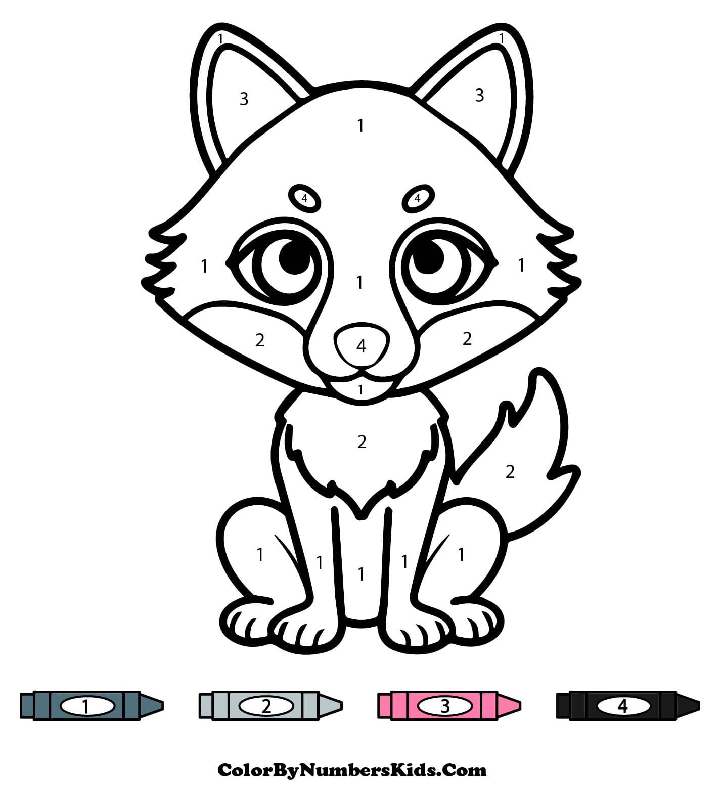 Wolf Cute Color by Number