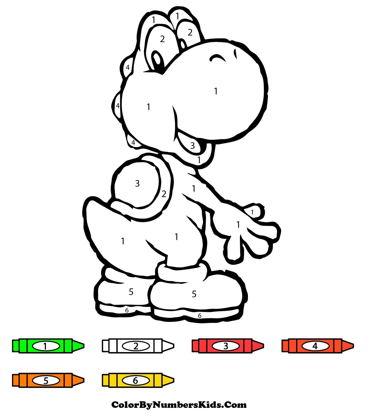 Yoshi Color By Number Worksheet