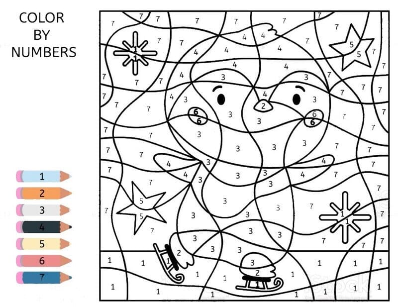 Baby Penguin Color By Number