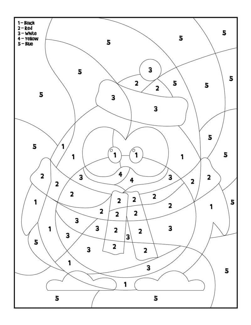 Color By Number Simple Penguin