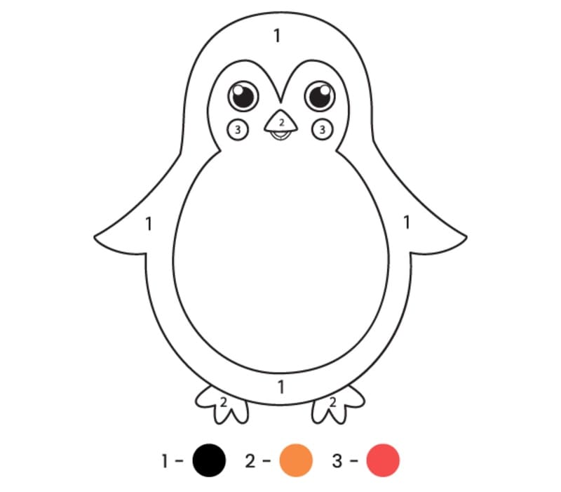 Cute Penguin Color By Number