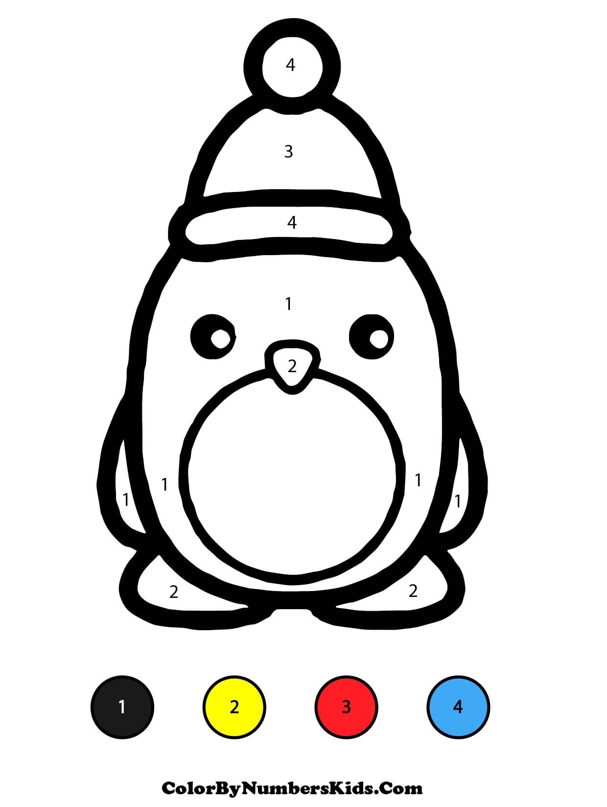 Easy Penguin Color By Number