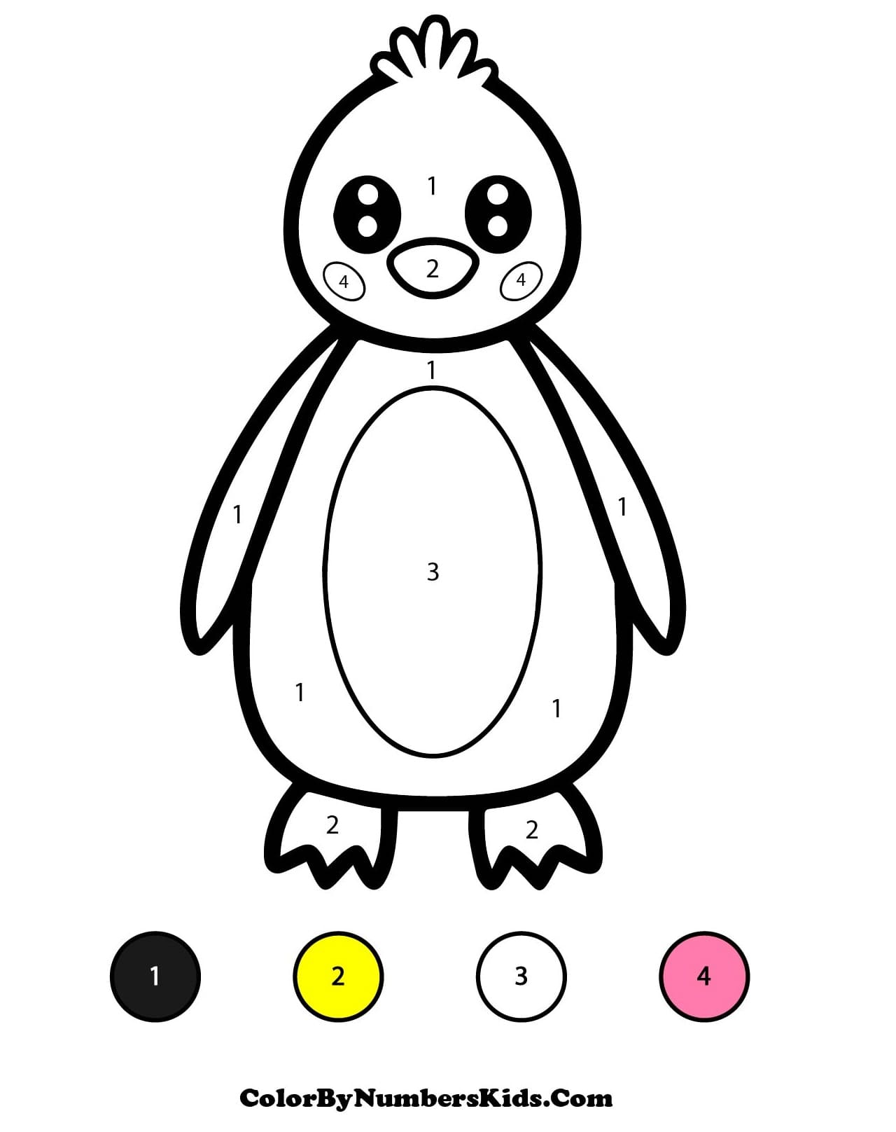 Kawaii Penguin Color By Number