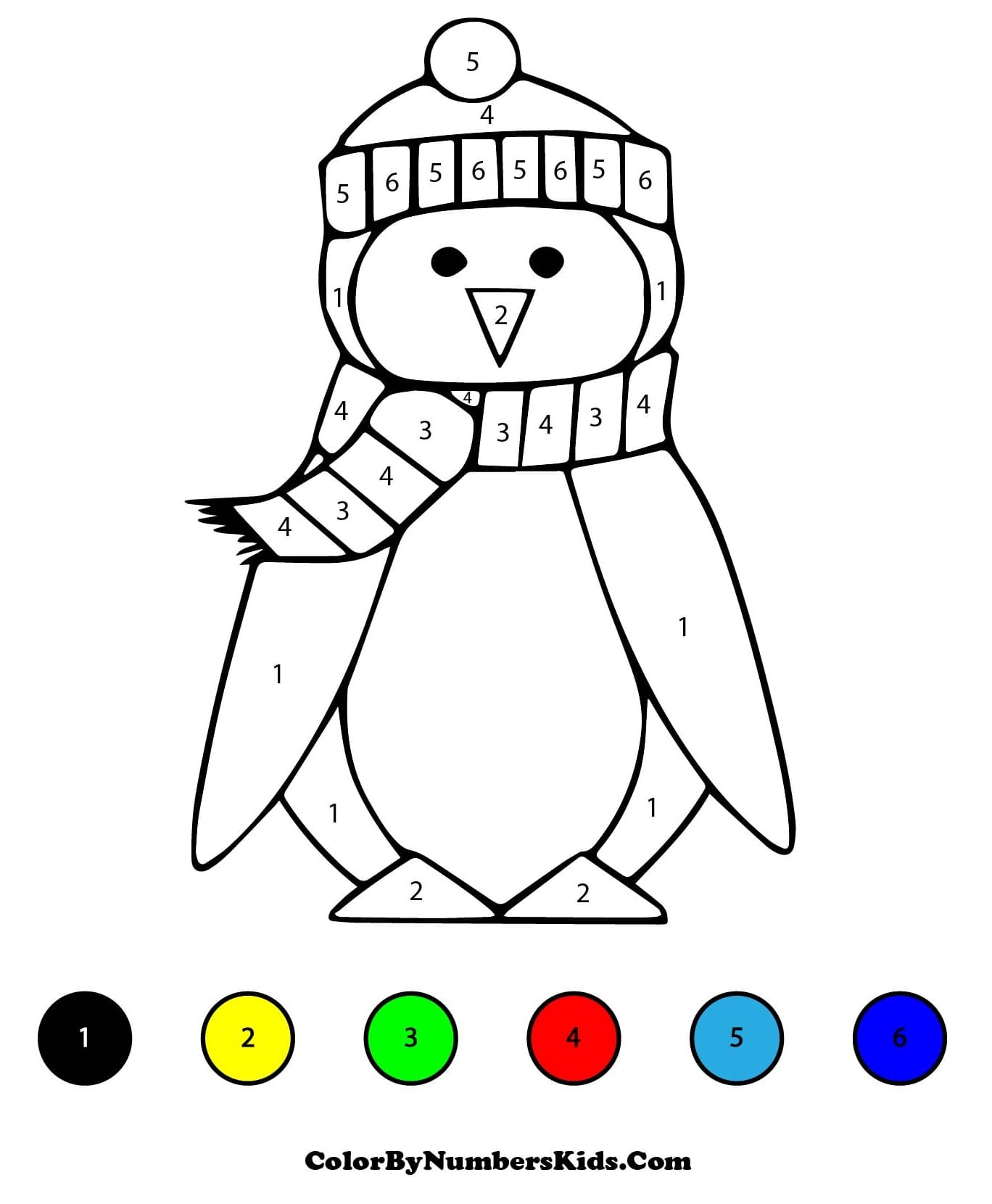 Penguin Color By Number For Kids