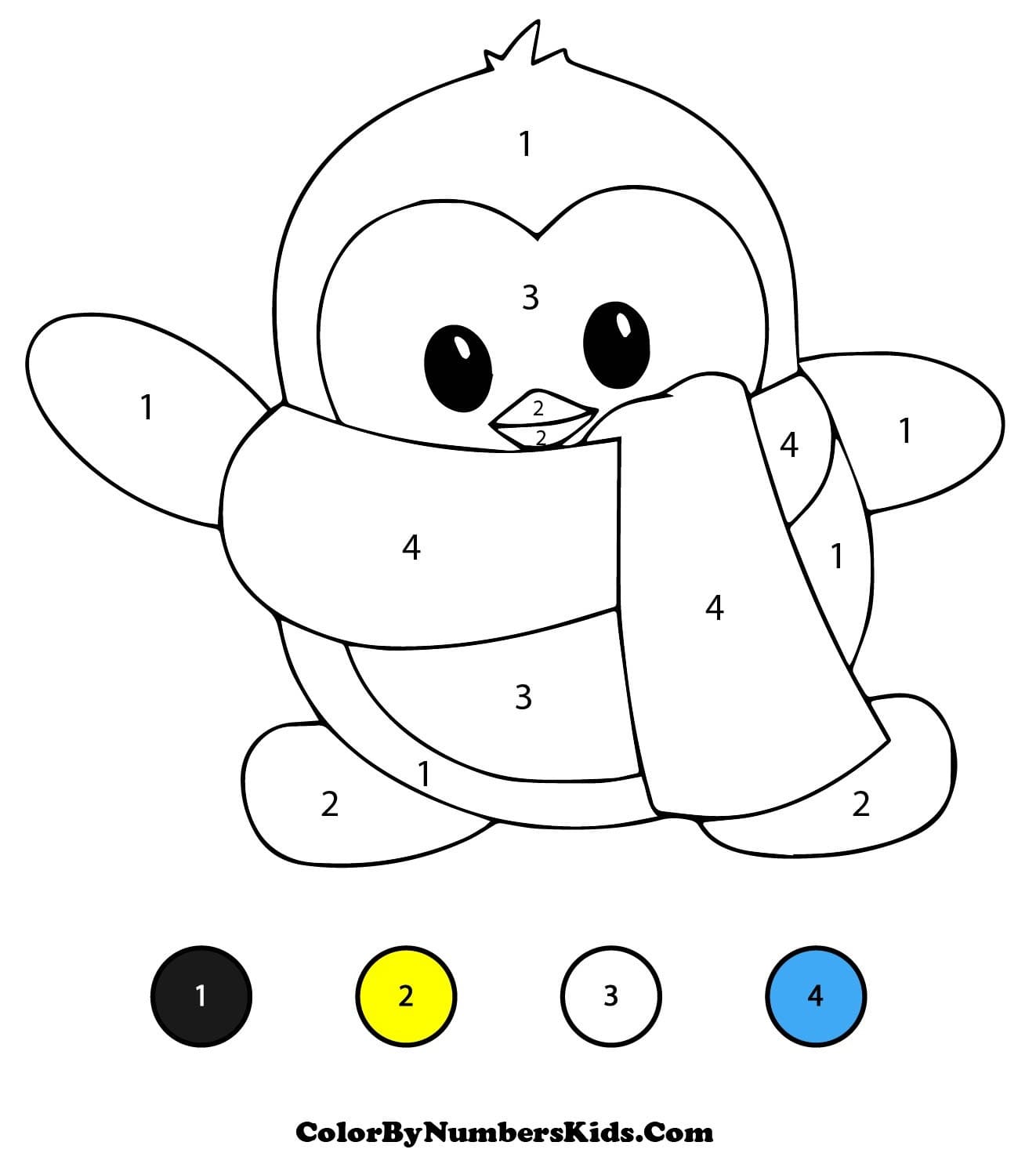 Penguin Color By Number Sheet