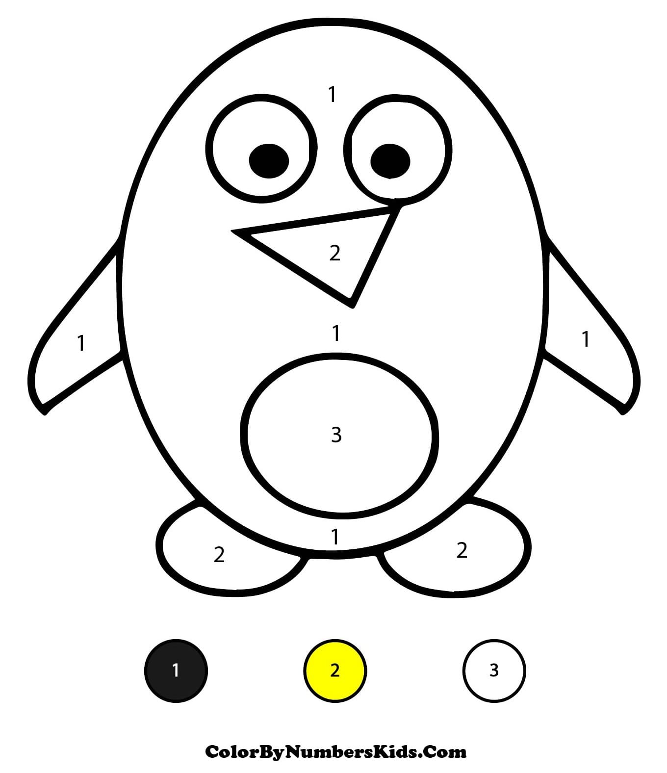 Penguin Color By Number Worksheet 01