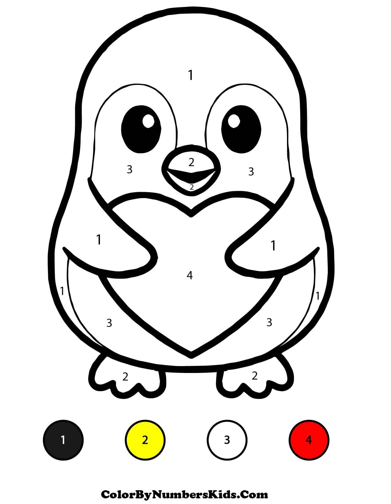 Penguin Color By Number Worksheet 03