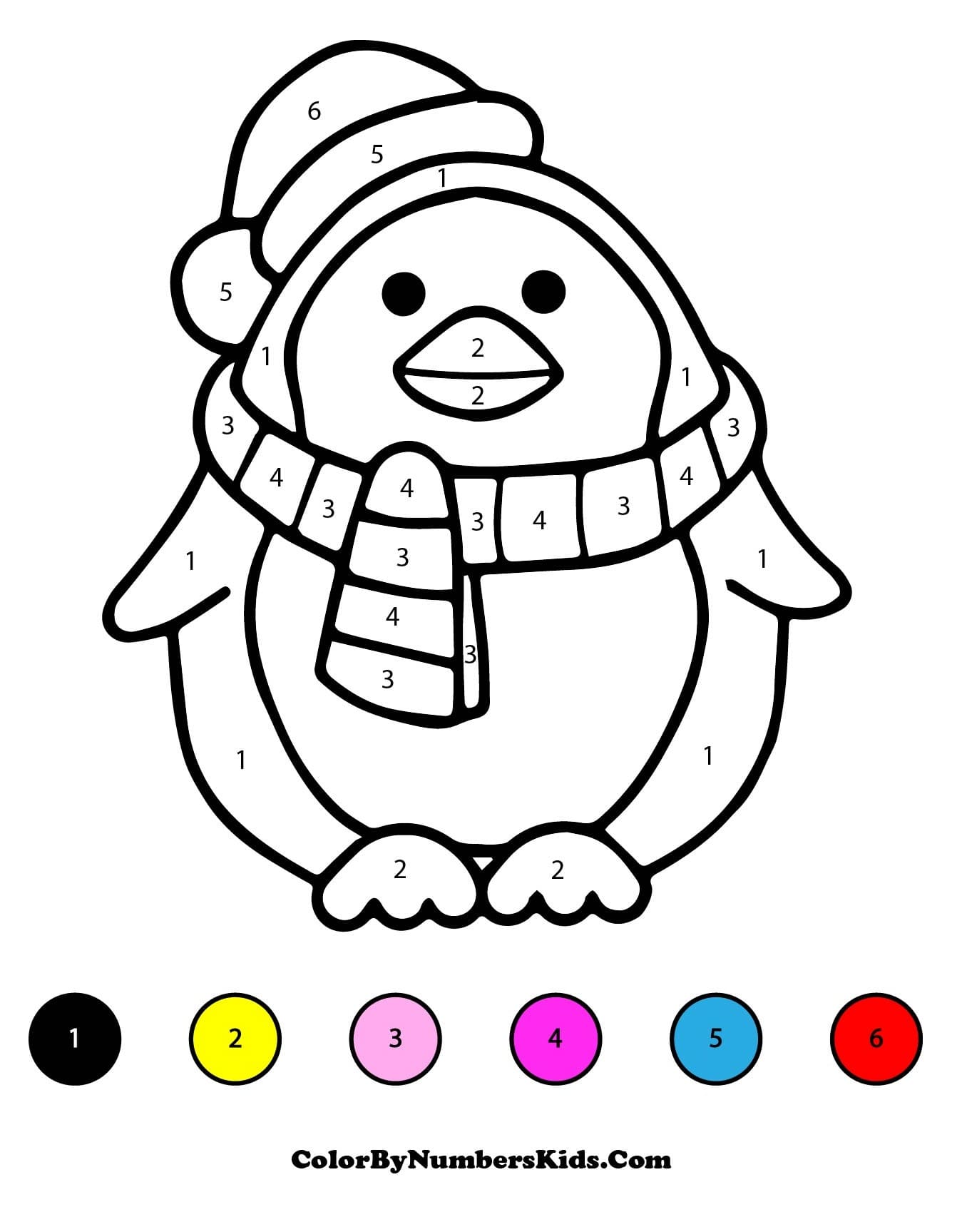 Penguin Color By Number Worksheet 06