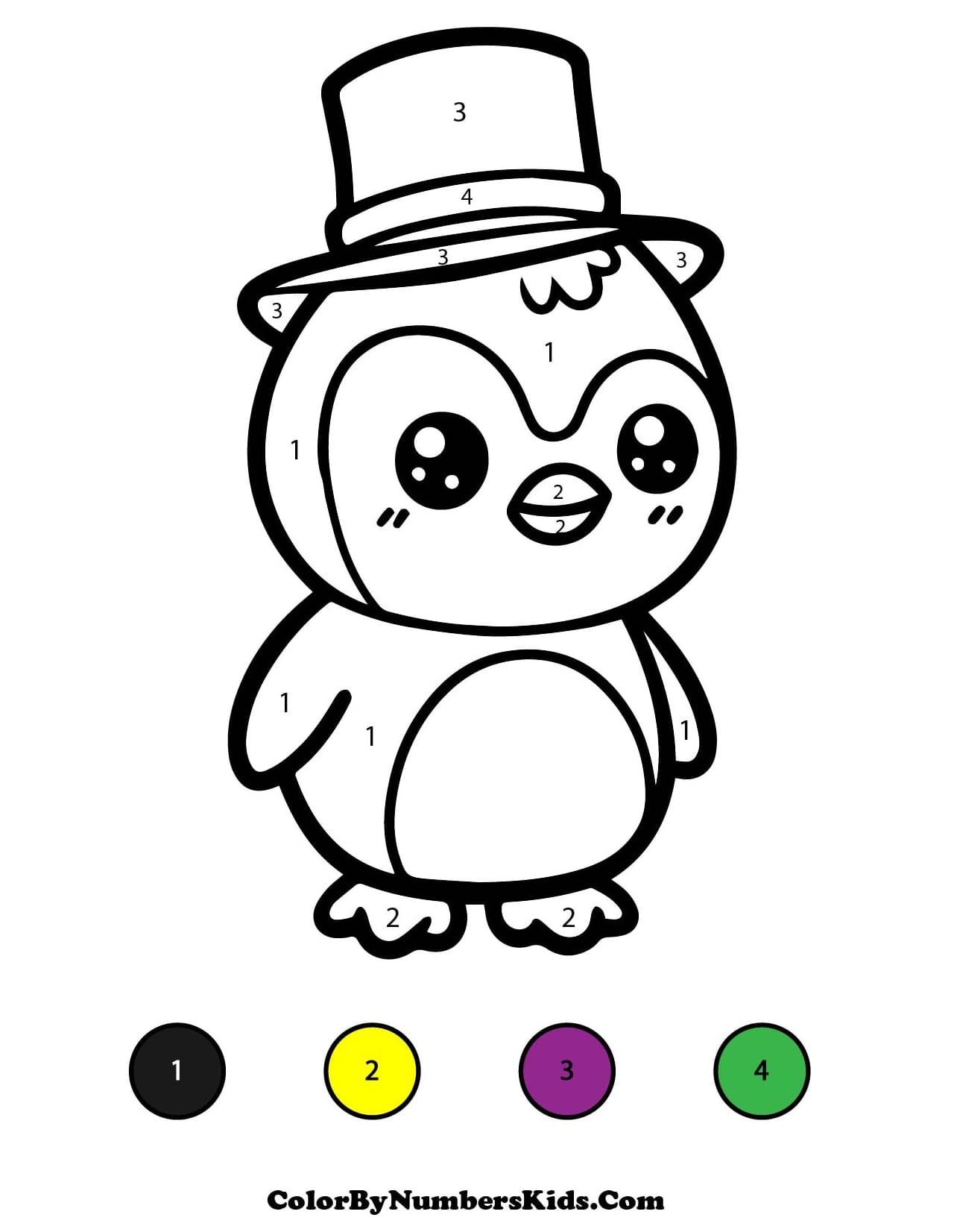 Penguin Color By Number Worksheet 07