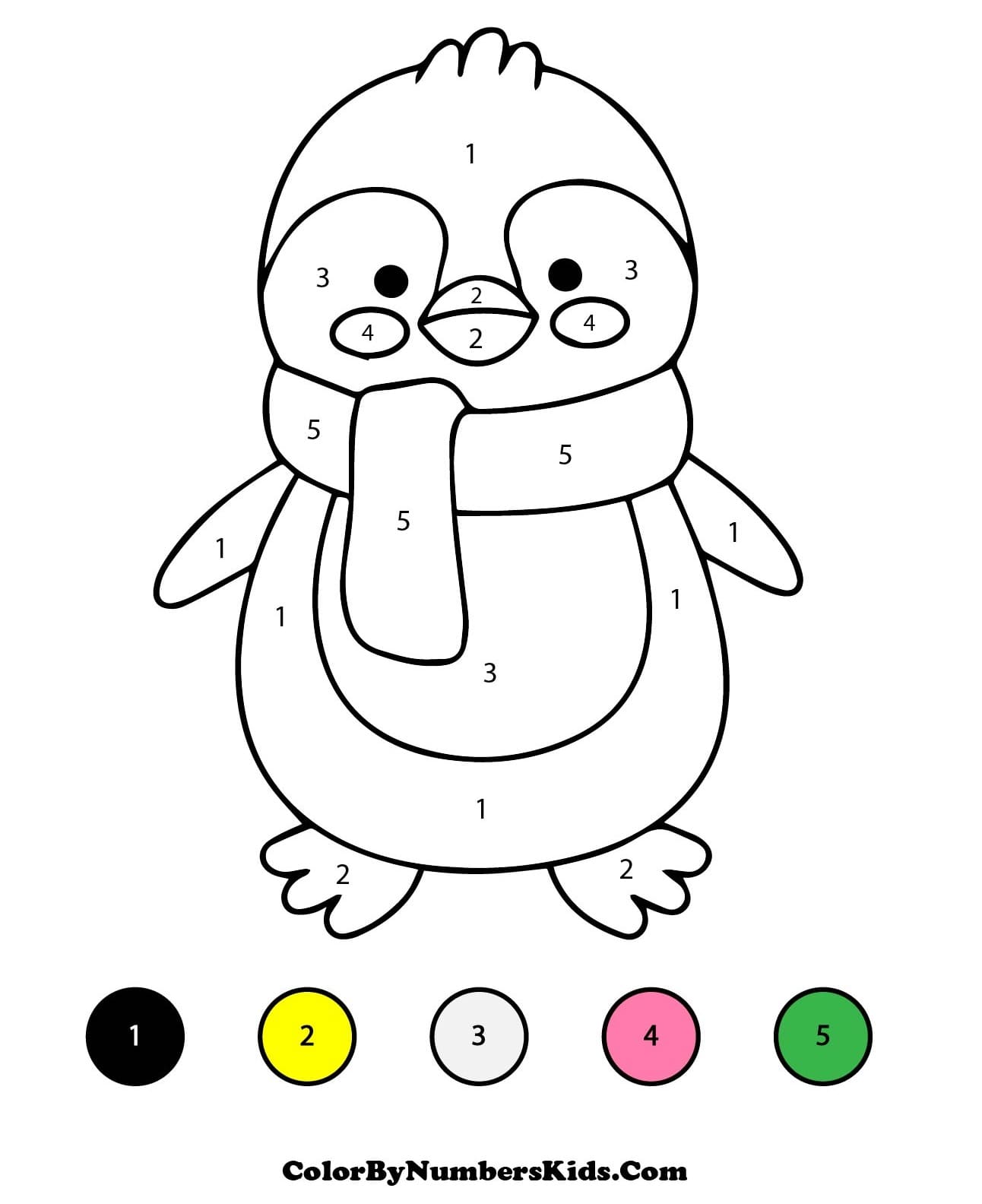 Penguin Color By Number Worksheet 08