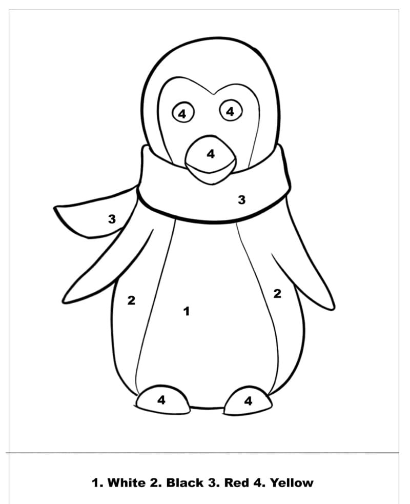 Simple Penguin Color By Number