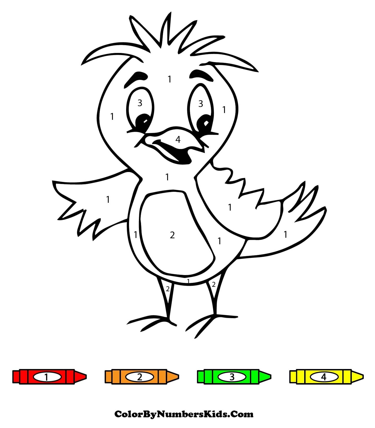 A Cartoon Bird Color By Number