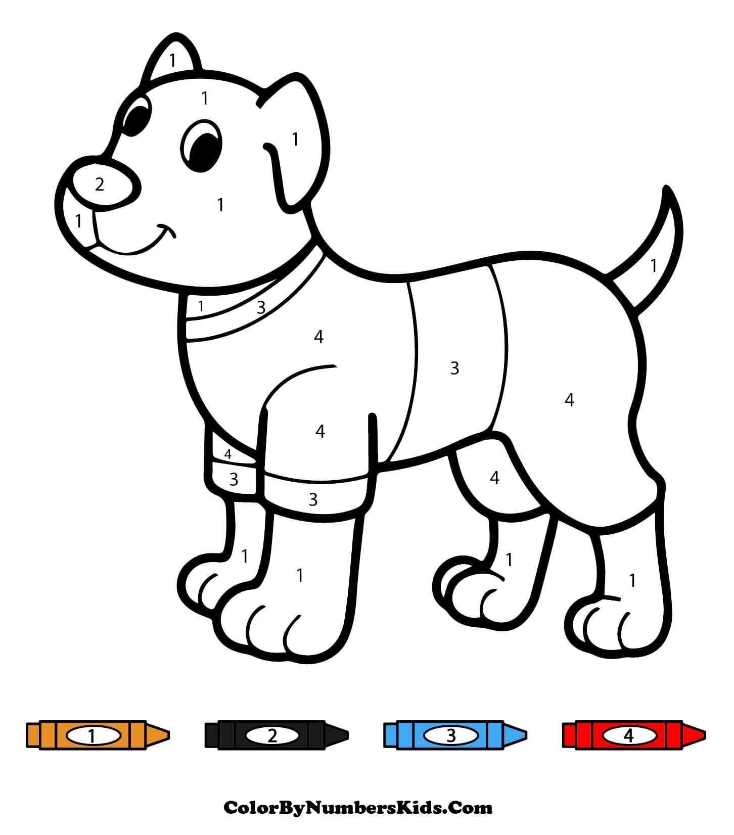 A Cartoon Dog Color By Number