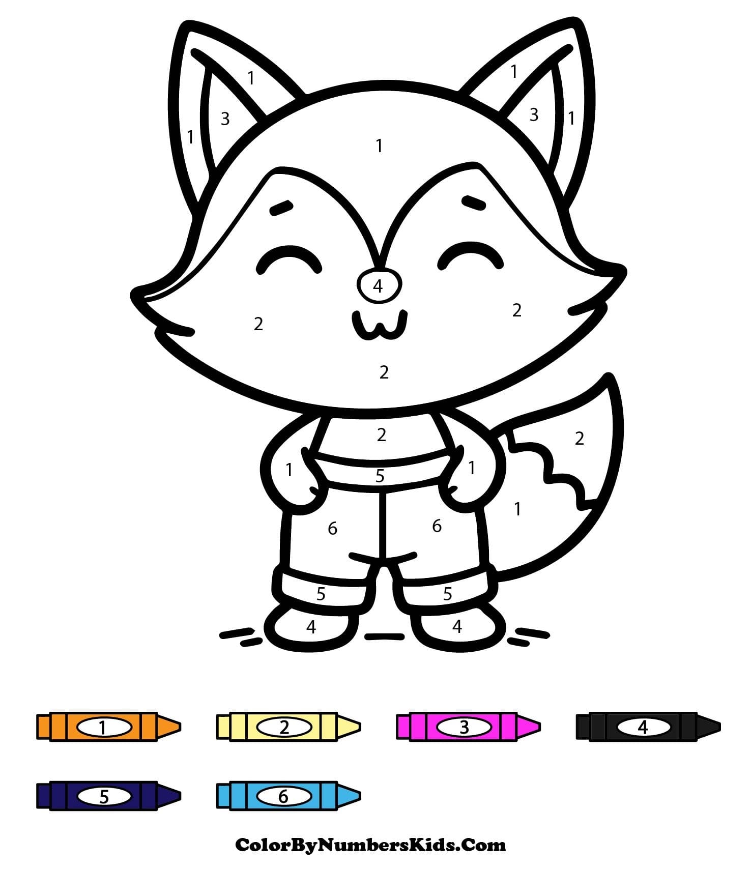 A Cute Fox Color By Number
