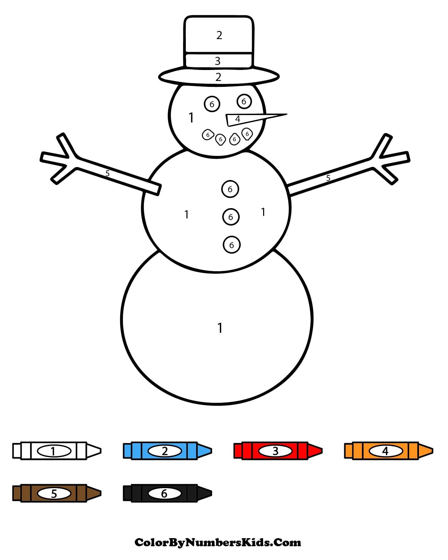 A Simple Snowman Color By Number