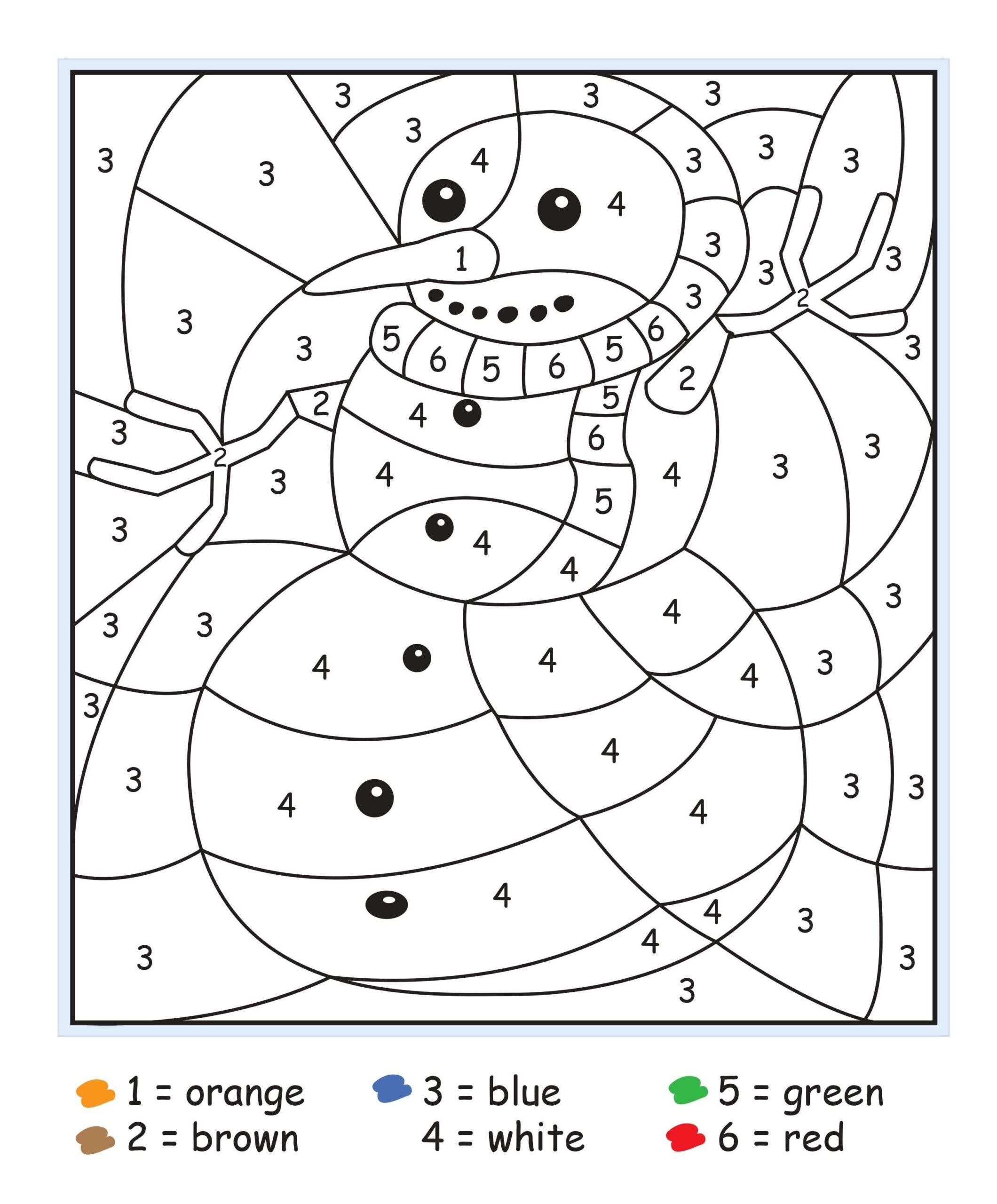 A Snowman Color By Number