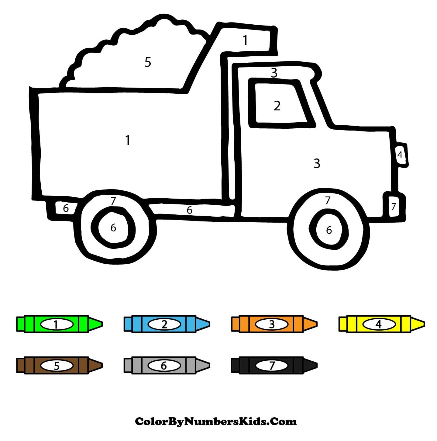 A Truck Color By Number Worksheet