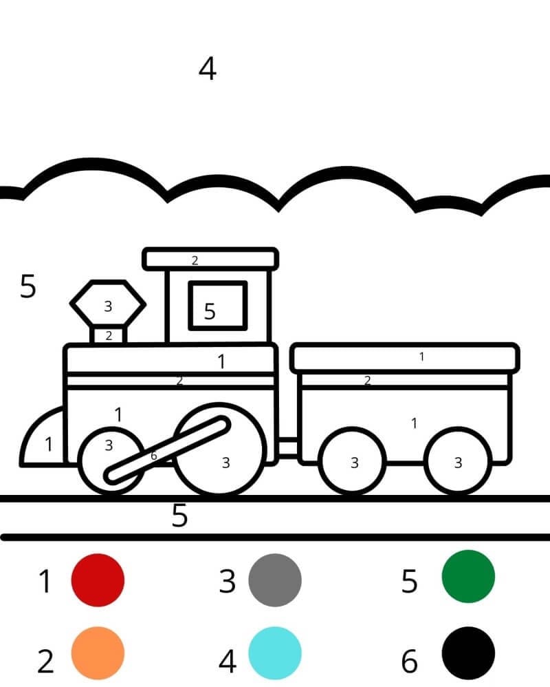 Adorable Train Color By Number