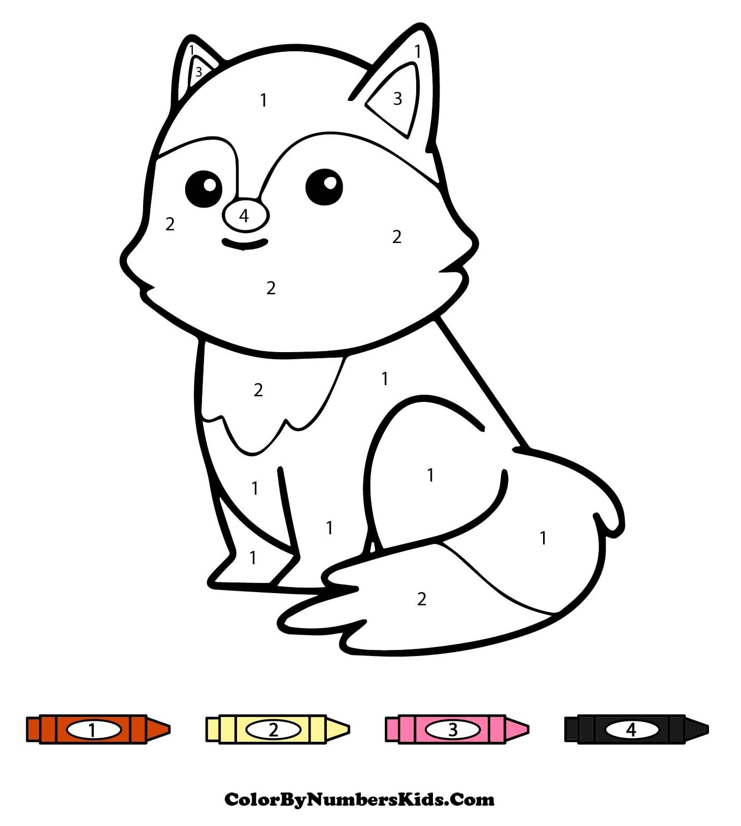 Baby Fox Color By Number