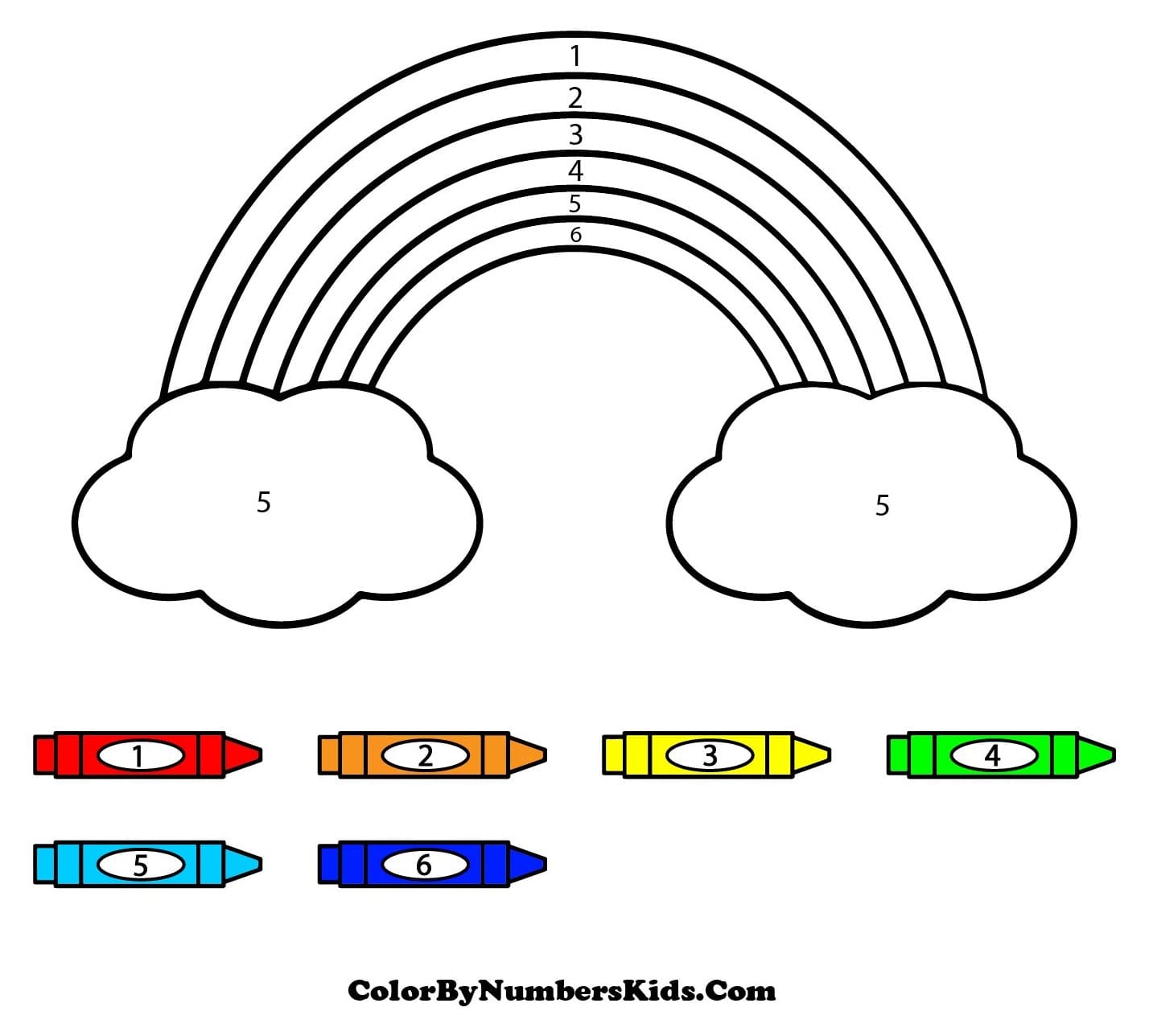 Basic Rainbow Color By Number